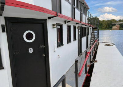 repainting a houseboat